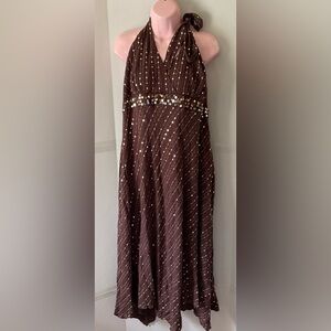 Torrid Brown Halter Maxi sequined dress size 26